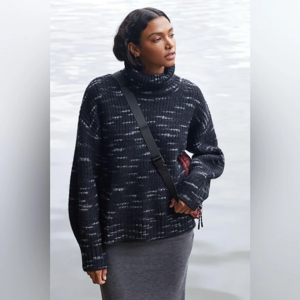 VARLEY Strick Marlena Oversized Pullover Sweater In Marbled Black Size‎ S - Picture 3 of 10